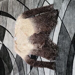 EMMA G SHIMMER TRI-COLOR OMBRE OPEN FLUFFY-KNIT CARDIGAN SWEATER